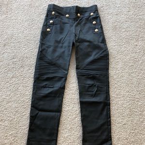 Fashion nova black pleather pants w/gold buttons
